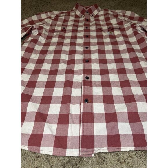 CARHARTT Loose Fit Short Sleeve Button up Shirt Buffalo Print LARGE TALL Western - Picture 7 of 9